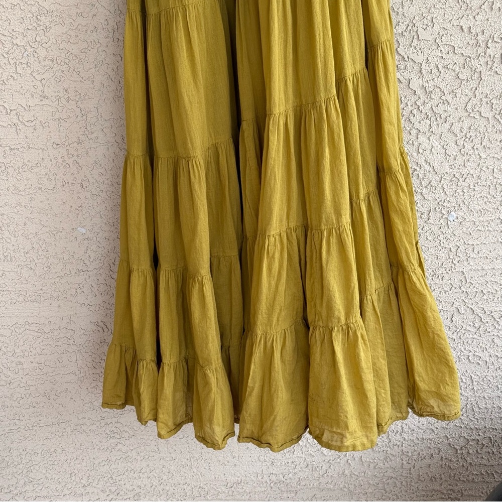 Free People Sundrenched Solid Maxi Dress Mustard Smocked Boho Tiered S - Picture 6 of 13